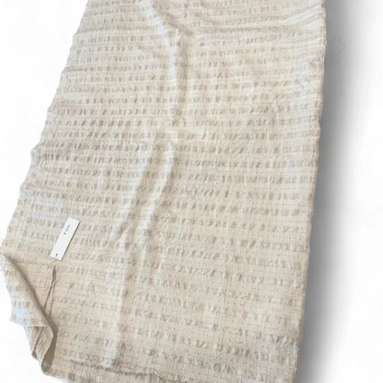 Fabric Length - silk/cotton - Europe - cream coloured - raised horizontal band, 200 x 118cm